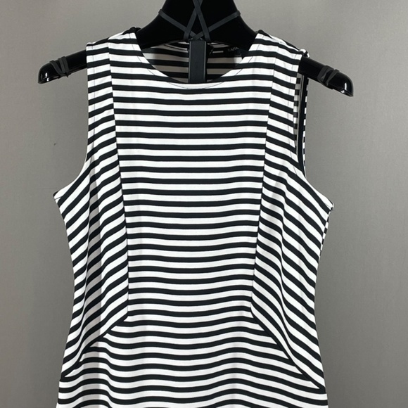 NEW Banana Republic Dress Womens 4 petite black white stripe pencil preppy - Picture 2 of 10